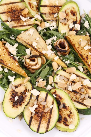 Salad with grilled vegetables and tofuの写真素材