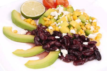 Beans salad. Isolated on a white background.の写真素材