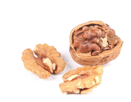 Walnuts. Isolated on a white .