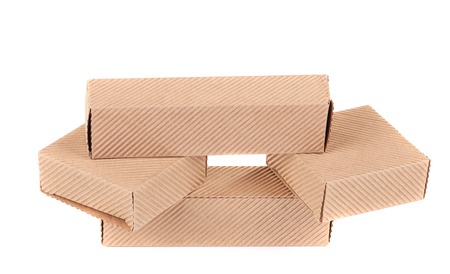 Cardboard boxes. Isolated on a white background.の写真素材