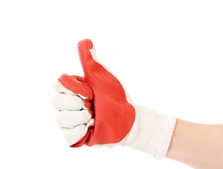 Rubber protective glove. Isolated on a white background.の写真素材