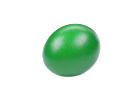 Green easter egg. Isolated on a white background.の写真素材