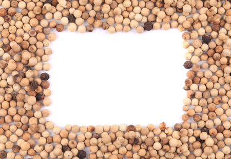 White peppercorn in the form of frame.の写真素材