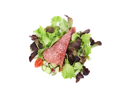 Fresh salad with salami. の写真素材