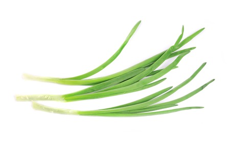 Ripe spring onion. Isolated on a white background.の写真素材