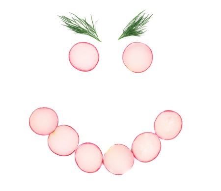 Face made of radish slices. の写真素材