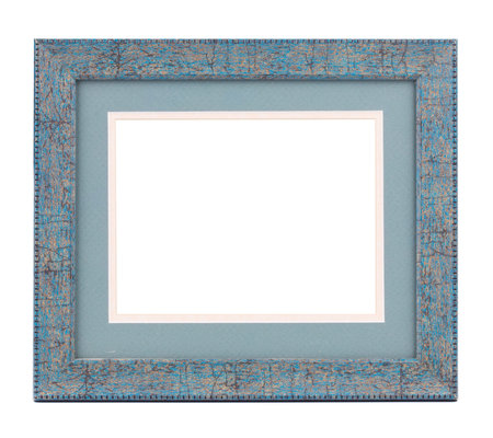 Blue wooden frame. Isolated on a white background.