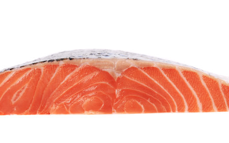 Raw uncooked salmon fish. Isolated on a white background.