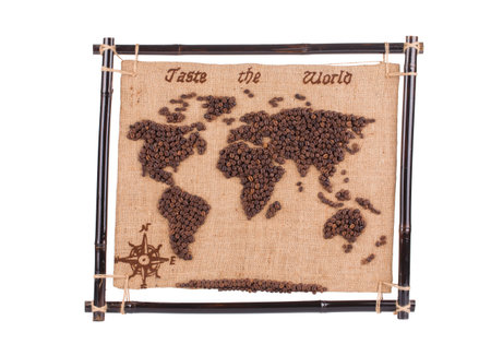 Handmade coffee map. Isolated on a white backrground.