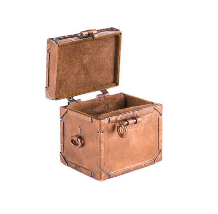 Open metallic chest. Isolated on a white background.の写真素材