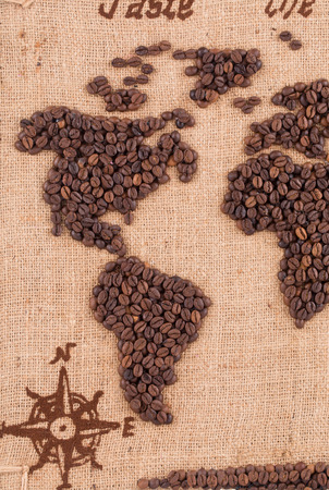 Image of map made of coffee grains.の写真素材