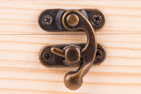 Close up of old bronze chest lock.