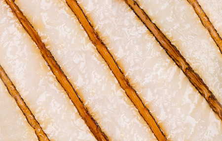 Close up of grilled stripes on chicken. Whole background.の写真素材