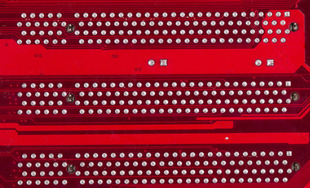 Red motherboard. Isolated on a white .
