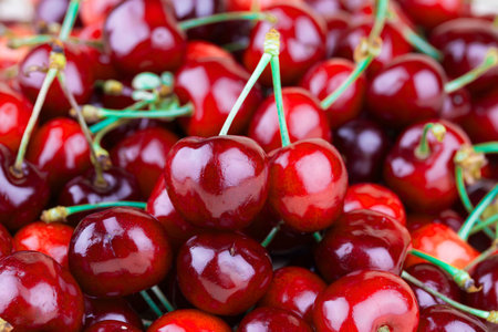 Cherries as a background in the closeup