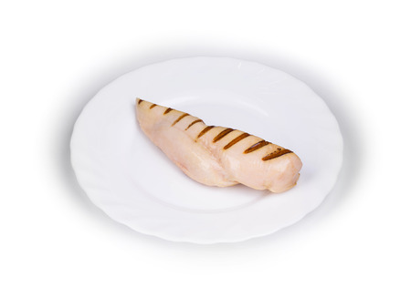 Grilled chicken breast Isolated on a white background.の写真素材