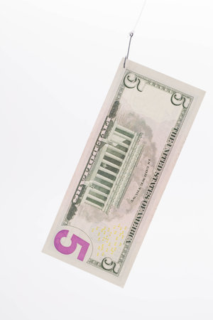 dollar bill close up on the white background
