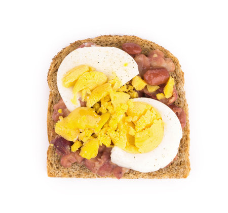 Boiled egg sandwich with granary bread in the closeup