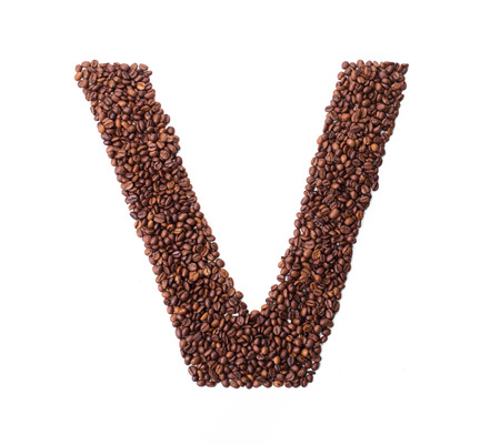 Alphabet from coffee beans. isolated on white.の写真素材