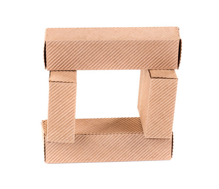 Stacks of cardboard boxes. Isolated on a white background.