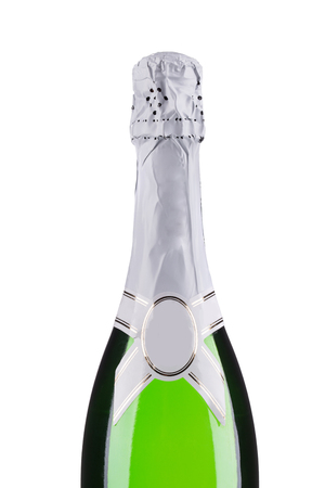 Champagne bottle with top foil. Isolated on a white background.の写真素材