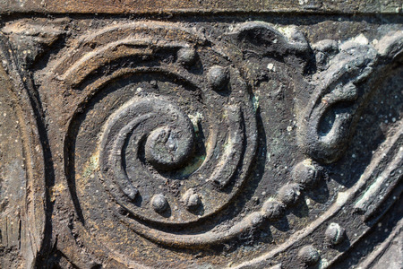 Bell ornament located in the closeup as a backgroundの写真素材