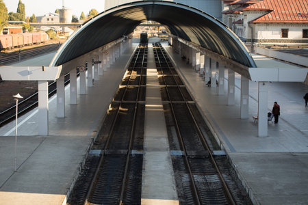 Central railway station with modern platforms in Chisinau, Moldova