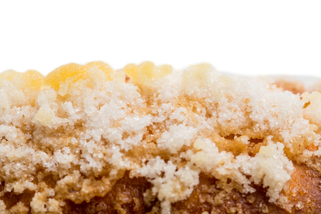 Closeup of crunchy sugar on french croissant. Macro. Can be used as a whole background.の写真素材