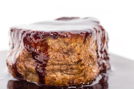 Beef medallion in chianti sauce. Macro. Photo can be used as a whole background.の写真素材