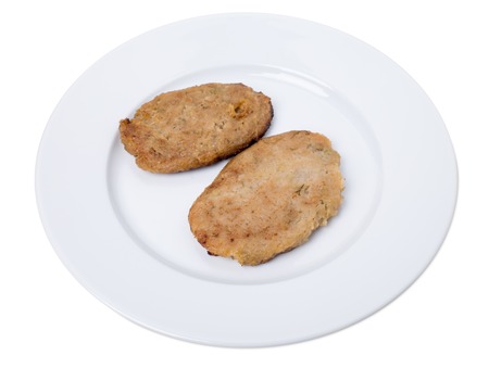 Delicious pork cutlets. Isolated on a white background.の写真素材