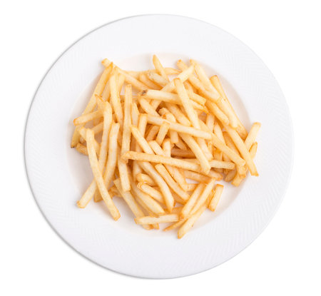 Crunchy fried potatoes. Isolated on a white background.