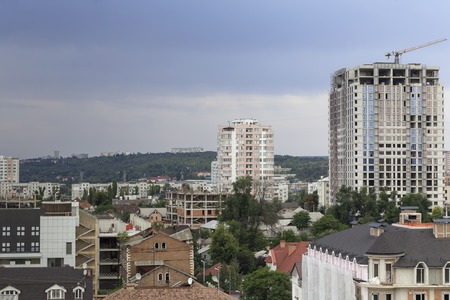 Beautiful top view to the central district of Chisinau. In this image is the Colina Puskin district.の写真素材