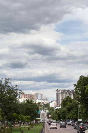 Chisinau, Moldova - May 5, 2020: Grigore Vieru Boulevard in Chisinau city also known as Kishinev, largest city Republic of Moldova.のeditorial素材