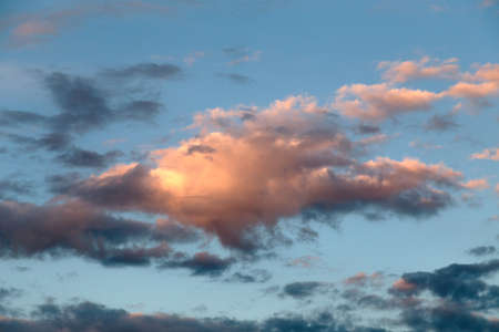 Colorful dramatic sky with cloud at sunset. This is the sky of Moldova.の写真素材