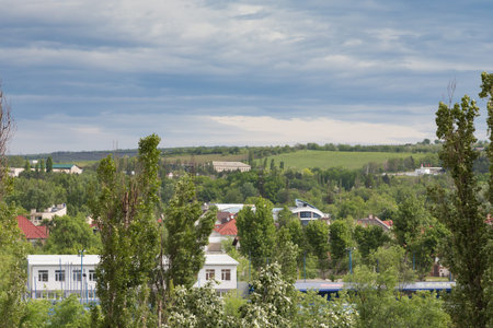 A lonely abandoned building against a dramatic cloudy sky. Beautiful views of the Republic of Moldova.の写真素材