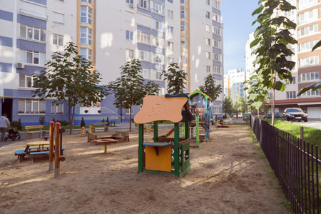 Development of new modern apartment building. Advertising for real estate egency.