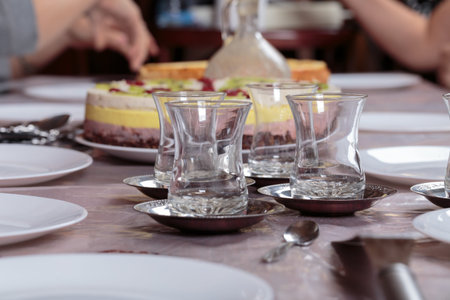 Berry cheesecake on the table. Close-up.