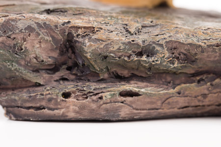 A fracture of a stone of volcanic origin or artificial. Close-up.