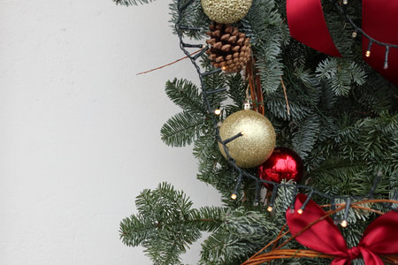 Festive decorations on the street in Chisinau. Close-up.の写真素材