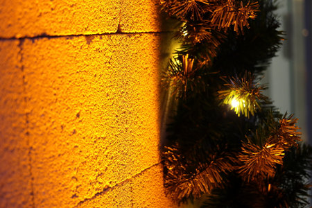 Festive decorations on the street in Chisinau. Close-up.の写真素材