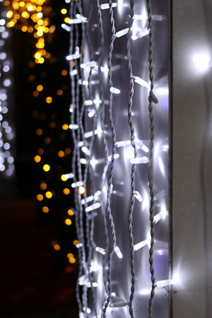 Festive decorations on the street in Chisinau. Close-up.の写真素材