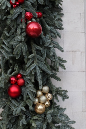 Festive decorations on the street in Chisinau. Close-up.の写真素材