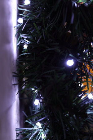 Festive decorations on the street in Chisinau. Close-up.の写真素材