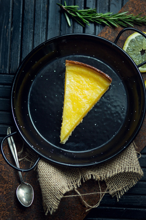 Delicious lemon, lime pie. Tart. The restaurant or cafe atmosphere.Vintageの写真素材