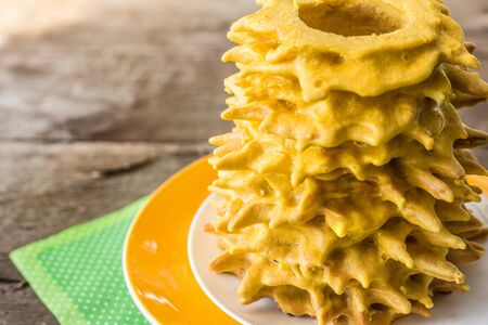 Tree cake. Baumkuchen. Traditional Germany and Lithuania layered cakeの写真素材