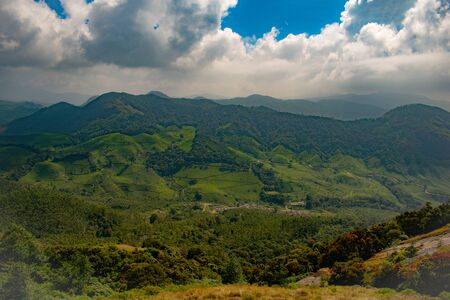 Natural hill landscape with clear blue skyの写真素材