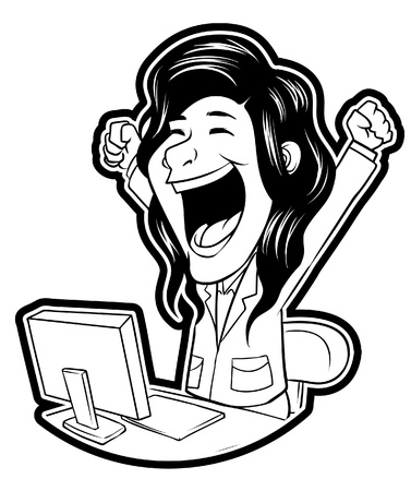 Happy Female Business Onlineのイラスト素材