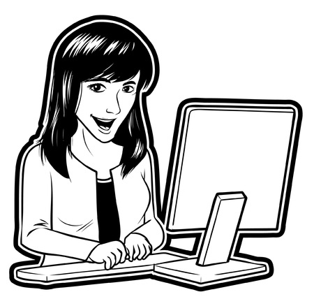 businesswomen onlineのイラスト素材