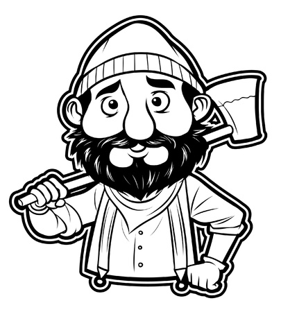 black and white clipart lumberjackのイラスト素材