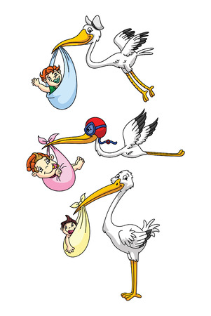 stork with new born babyのイラスト素材